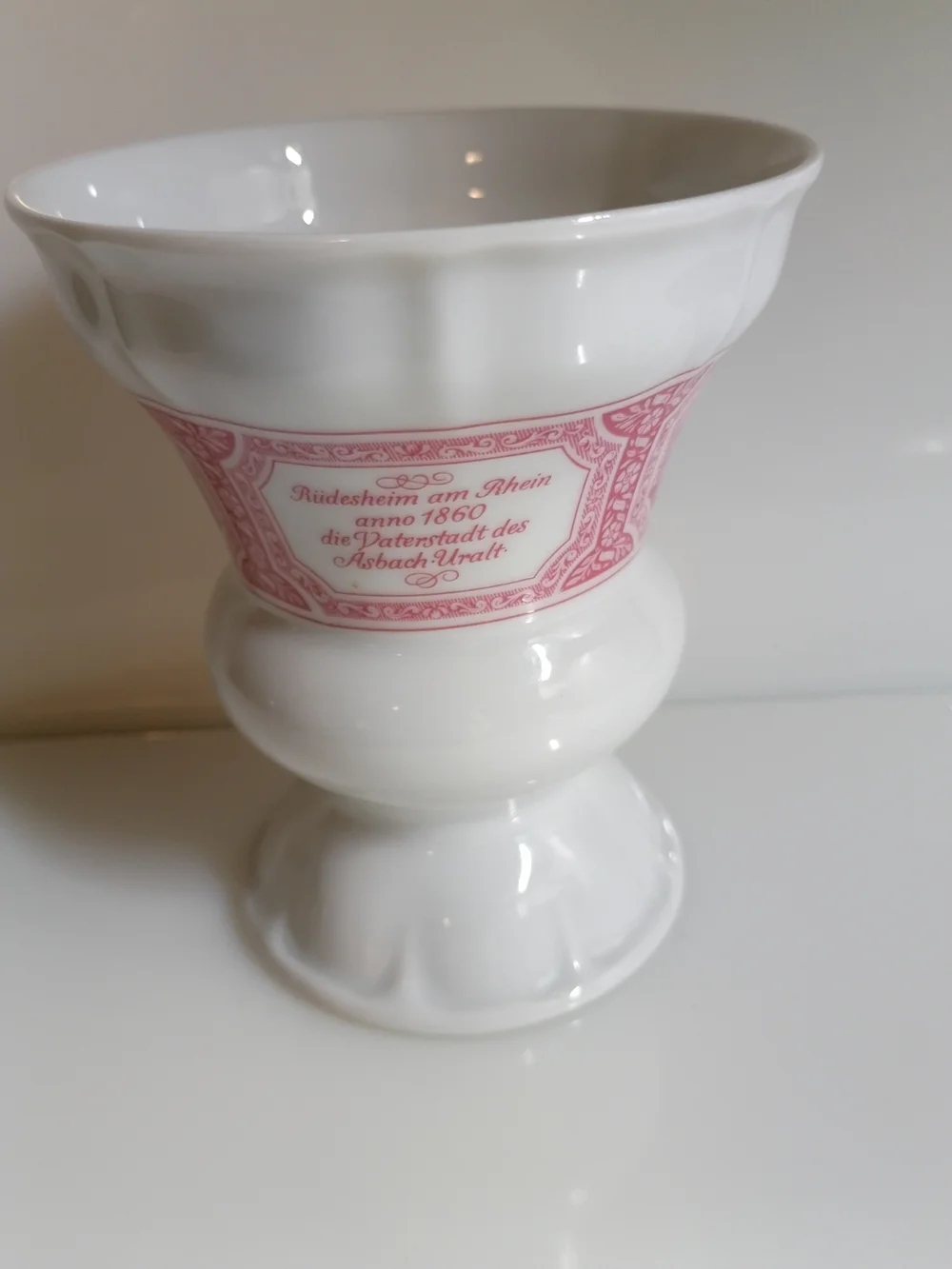 White Ceramic Coffee Dripper with Pink Decorative Band Accent